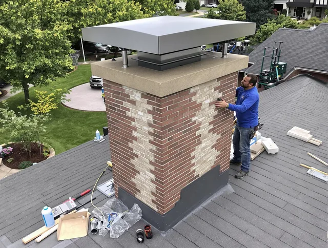 Southington Chimney Sweep team working on a custom chimney remodel in Southington, CT