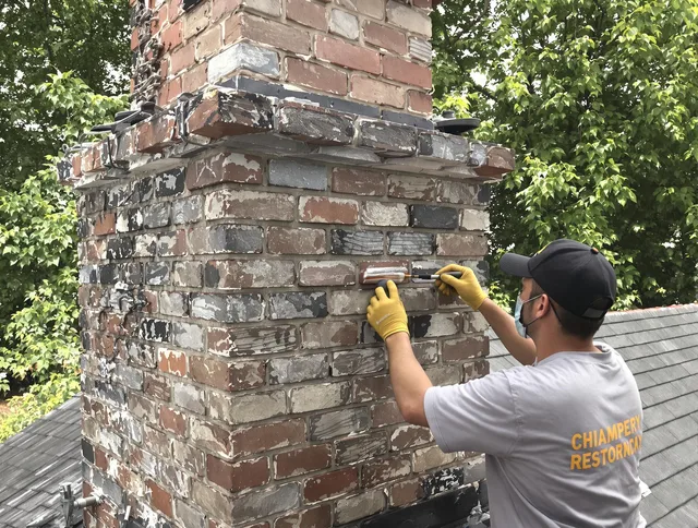 In-progress chimney restoration by Southington Chimney Sweep in Southington, CT