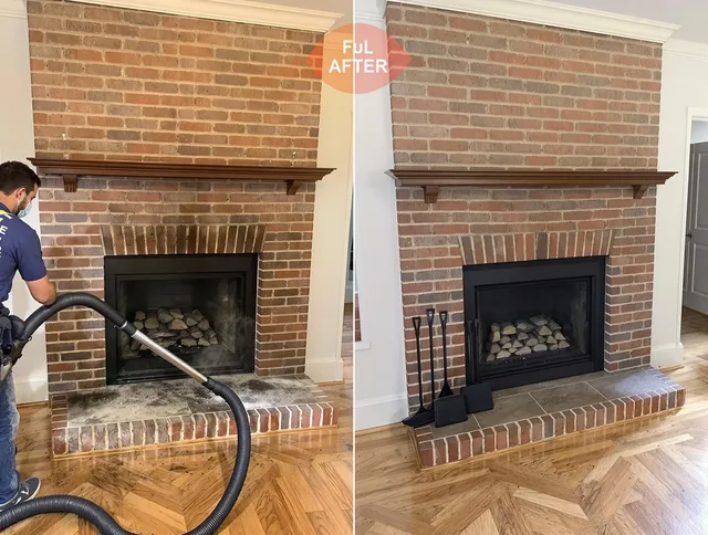 Southington Chimney Sweep carefully sanitizing a fireplace in Southington, CT