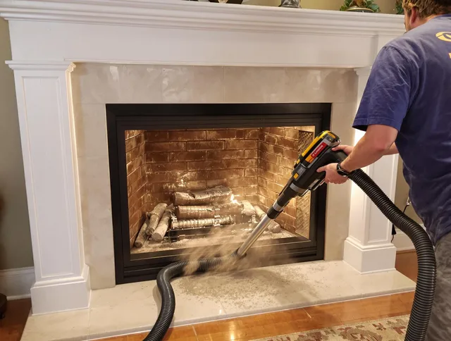 Fireplace cleaning performed by Southington Chimney Sweep in Southington, CT