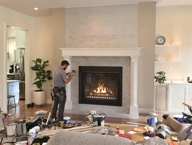 Newly installed fireplace by Southington Chimney Sweep in Southington, CT